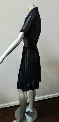 60S DE COLECCIÓN TRANSPARENTE CAPAS PLISADAS GARRA LATERAL METAL CREMALLERA VESTIDO LBD TALLA M - Imagen 4 de 5
