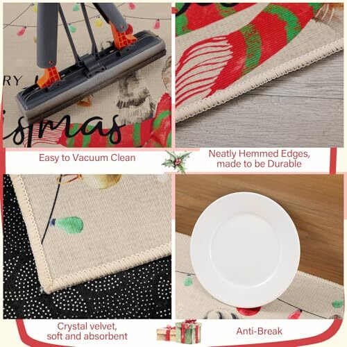 Set of 2 Kitchen Mats Christmas Kitchen Mats Cat Christmas Cat Light