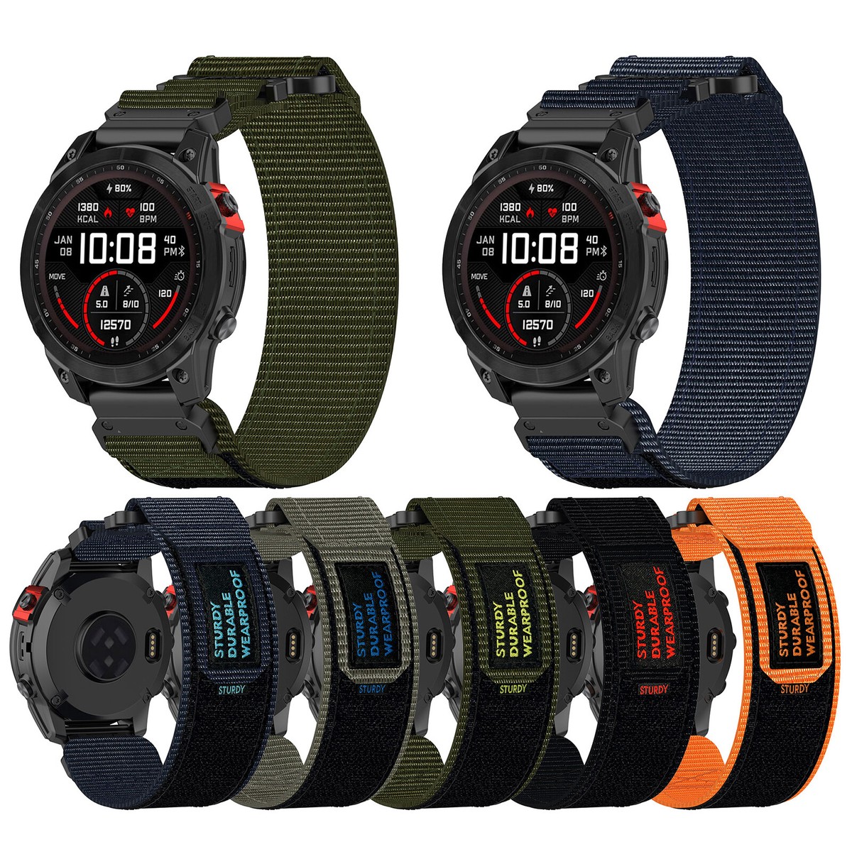 20/22/26mm Nylon Strap Watchband for Garmin Fenix 6S 7S Solar