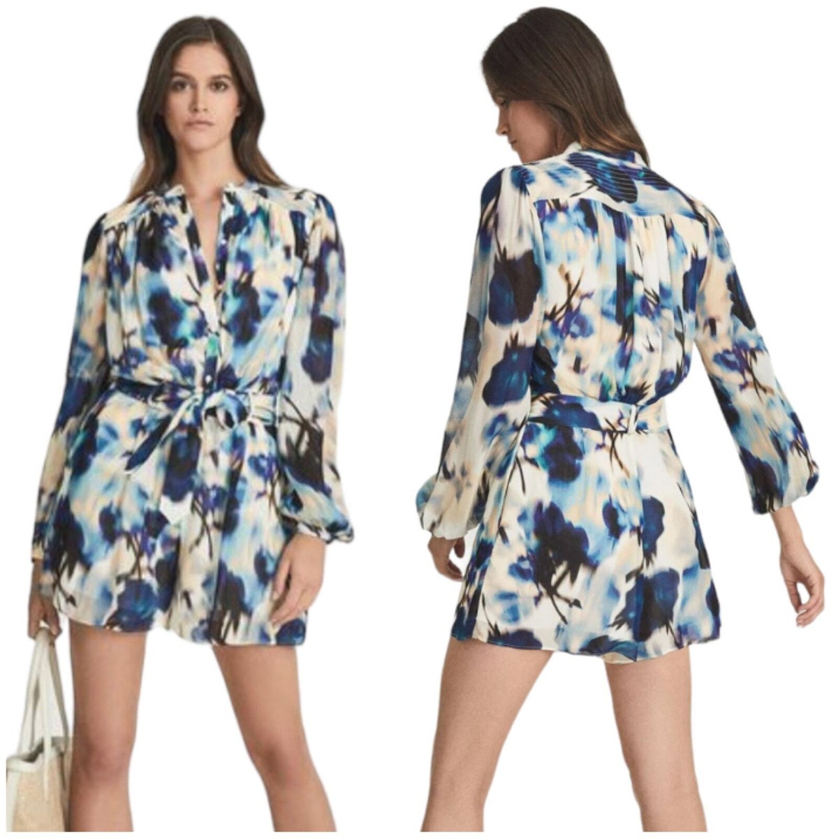 Reiss NWT Tate All Over Print Playsuit Romper Size 8 Long