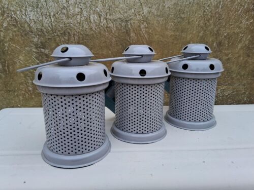 Decorative Metal Candle Lantern SET OF 3 Gray Hanging Lantern Holder Home Decor - Picture 5 of 8