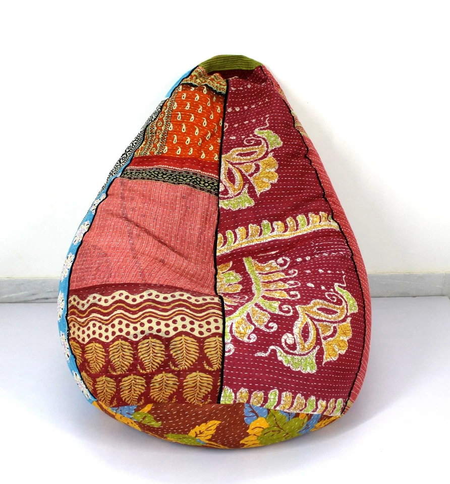 Reposapiés hecho a mano de algodón vintage Kantha Hippie bohemio niños bolsa de frijoles c Foto 2 de 4