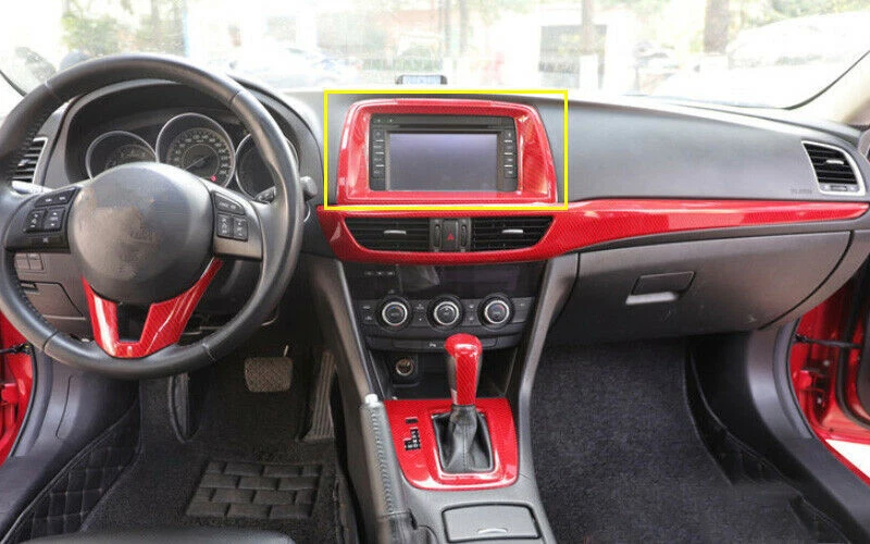 For Mazda 6 2014-2015 Red Carbon Fiber Console Dash GPS Navigation Cover Trim Foto 2 de 4
