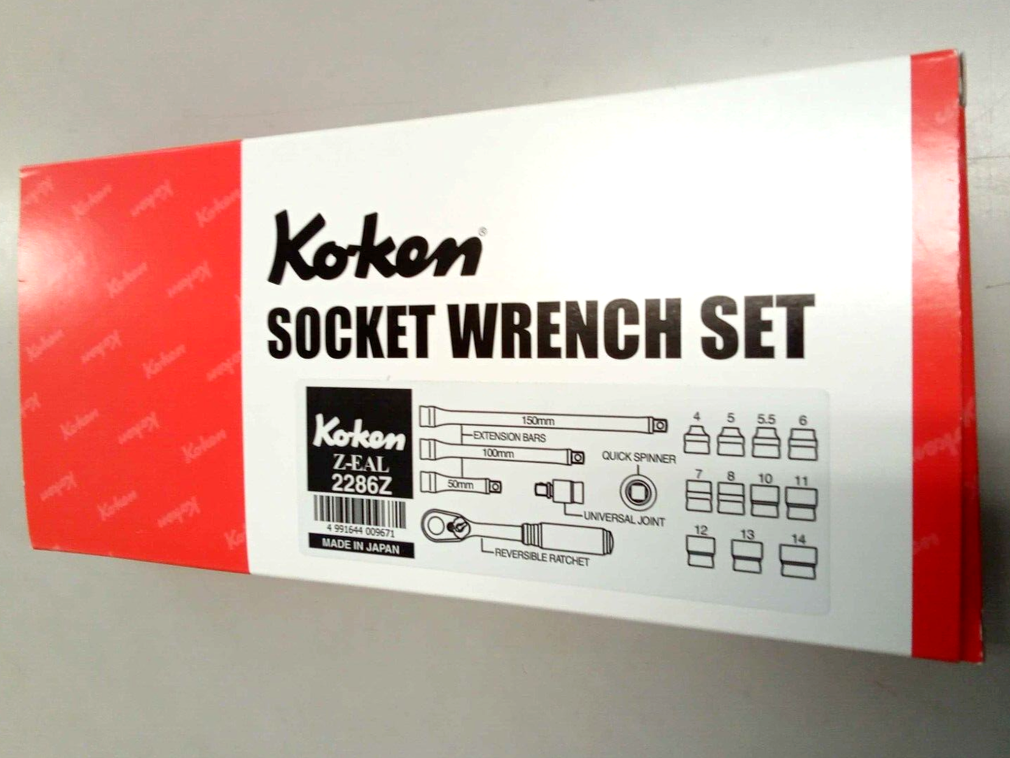 KOKEN 2286Z ZEAL 1/4 6.35mm Socket Wrench Set 17 pieces From Japan New