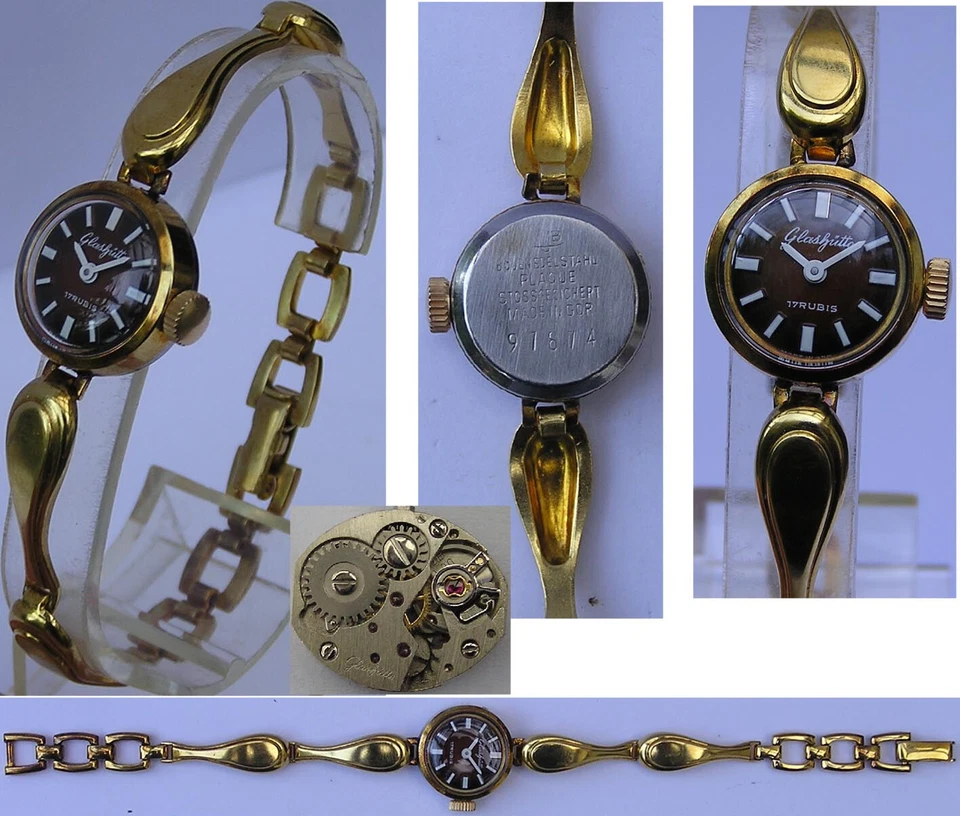 Feinste mechanische orig. GLASHÜTTE Damenarmbanduhr Kal. GUB 09-20 DDR Zeit - Bild 1 von 1