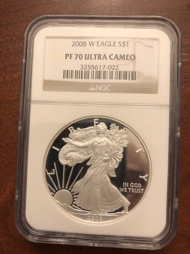 2008 W PROOF SILVER EAGLE NGC PF70 ULTRA CAMEO CLASSIC BROWN LABEL