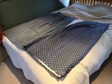 Pair Of Vintage Late 20th Century Blue & Pink Ditsy Floral Curtains 95” W 58” D