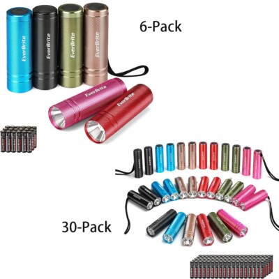 EverBrite 30Pack/6Pack Mini Flashlight Sets Aluminum LED Handheld Assorted Color