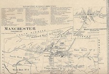 Cartes Manchester Buckland Martins Oakland CT 1869 avec noms des propriétaires affichés
