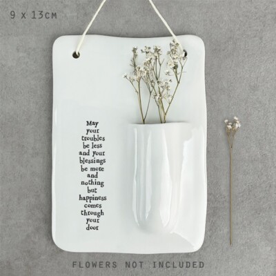 East of India Porzellan Wandvase weiß Geschenk verpackt May Your Troubles Be Less...