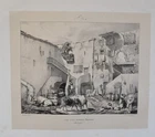 Lithograph 19th century - A House in Beaumont - Auvergne - Adrien Dauzats