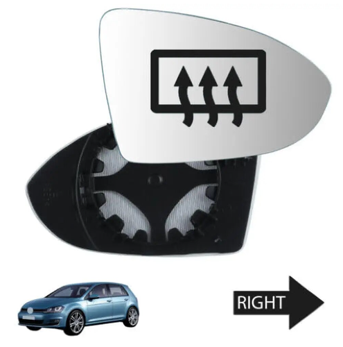 VW GOLF MK7 MK7.5 HEATED WING MIRROR GLASS CLIP ON + PLATE RIGHT DRIVER SIDE OSF - Picture 3 of 12