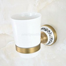 Antique Brass Wall Mount Toothbrush Holder with Single Cup Bathroom Accessories