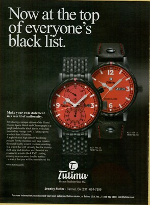 2011 Tutima Grand Classic Sports Chronograph Black PVD Watch Vintage Print Ad