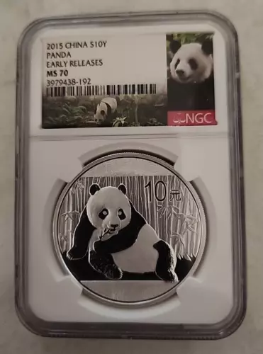 2015 China S10Y Panda  MS 70 NGC Early Release .999 Silver