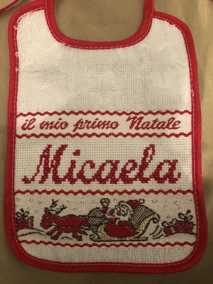 Il Mio Primo Natale Punto Croce.Bimba Il Mio Primo Natale Bimbo Neonati Bavette Bavaglini Punto Croce Ricamate A Mano Pappa Odontotal Com Uy