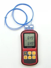 Digital T-type Thermometer with 2 T-type Wire Sensors for Science and Laboratory