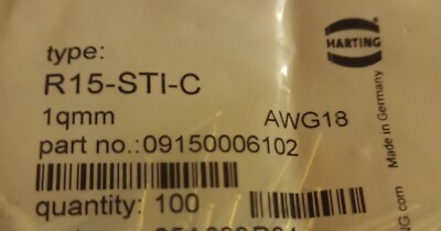 Harting Han D Crimp Contact Stift 1 mm² versilbert R15-STI-C 09150006102 25St.