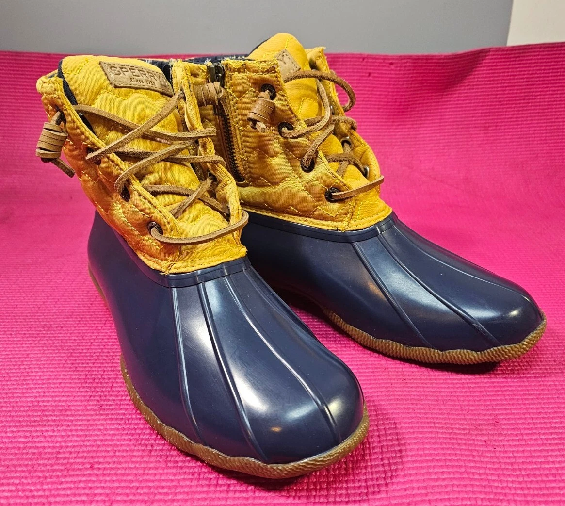 Yellow sperry duck boots sales