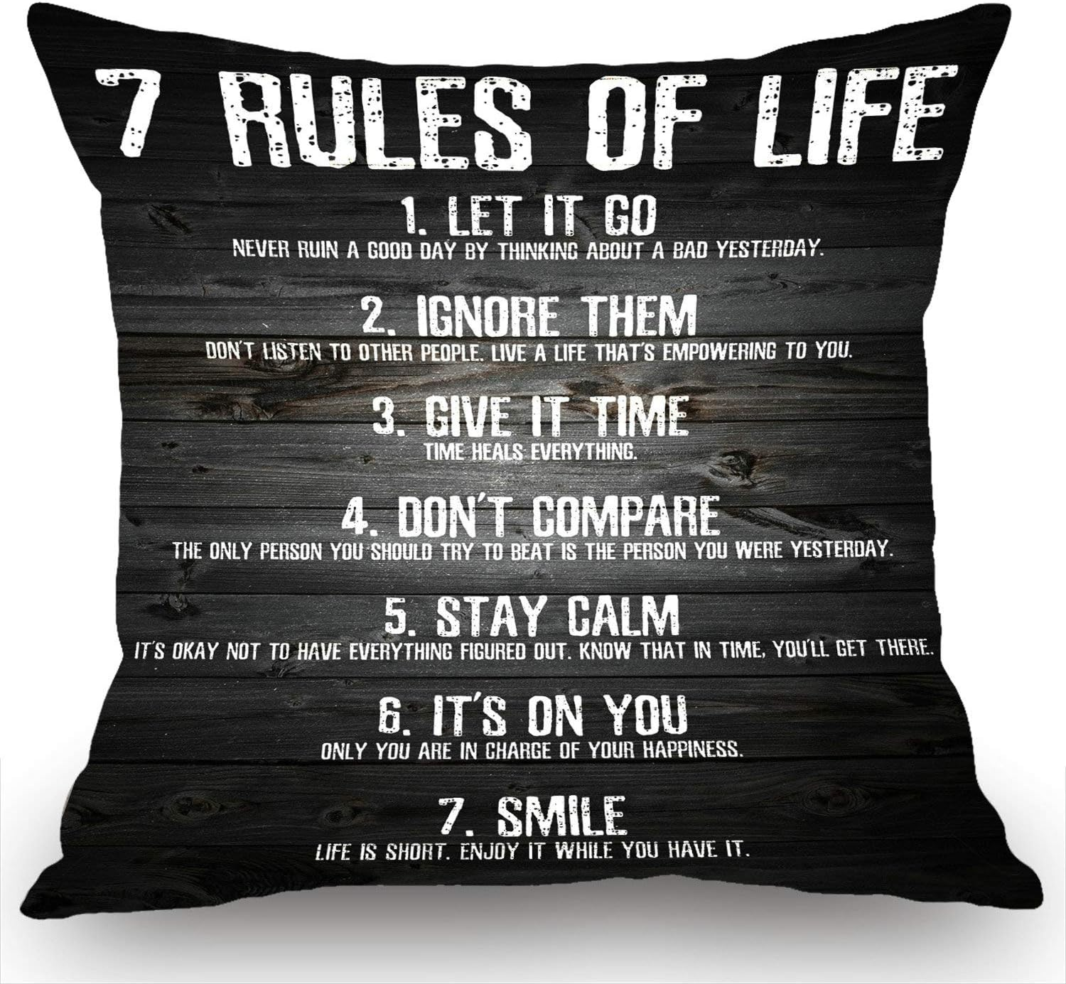Swono 7 Life Motivational Quotes Cotton Linen Throw Pillow Cushion Cover