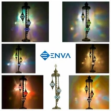 Handmade Turkish Moroccan Mosaic Multicolor Floor Lamp Light 3 Large Globe