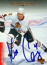 Keith Carney autographed Hockey Card (Chicago Blackhawks) 1996 Upper Deck #435