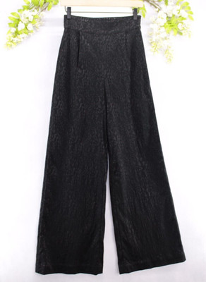 Free People High Waisted Wide Leg Black Floral Textured Trousers Pant Woman's 4