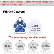 Personalized Dog Cat Tags Free Engraved Pet Puppy ID Anti-lost Name Paw Glitter