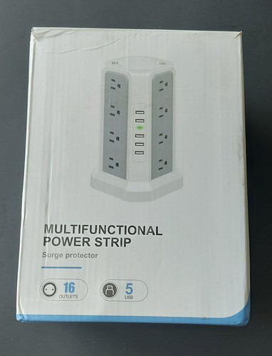 Surge Protector Power Strip with 5 USB Ports 16 AC 6FT + 5 USB White - Picture 2 of 10