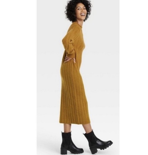 A New Day Women's Mock Neck Long Sleeve Rib Knit Sweater Dress Med | eBay