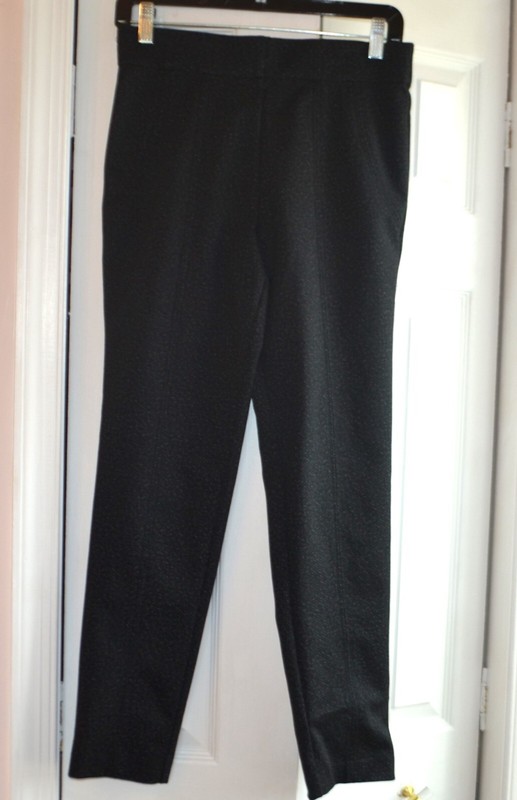 THALIAN Womens Dress Pants SZ 6 Black/Gray Pull On w/ Seam Detail