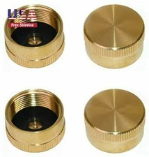 Solid Brass Refill 1 LB Propane Bottle Cap Gas Tank Cylinder Sealed Cap - 4 pcs