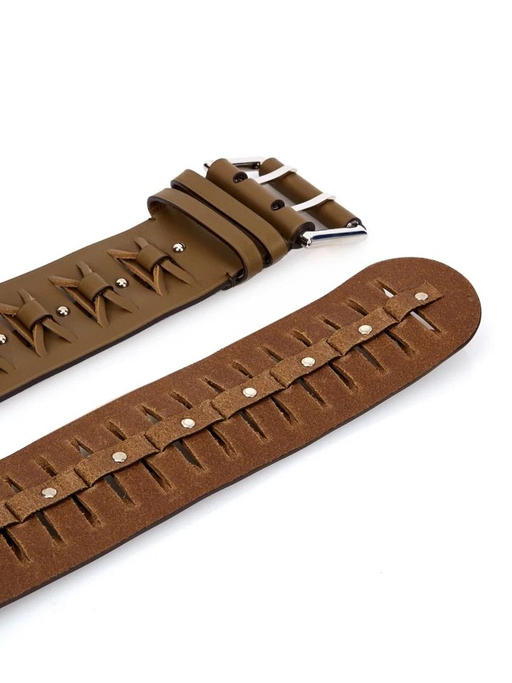 Cinturón ancho trenzado de cuero caqui EMILIO PUCCI $600, talla L, nuevo en caja Foto 3 de 4