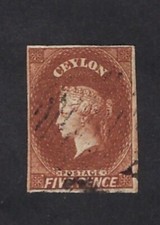 CEYLAN Yv 4 (SG 10) , Wmk Star, fil étoile, 4 marges, (4 margins) Très beau