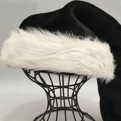 75cm Adult Black Plush Long Christmas Hat Costume Pompom Santa Claus Cap - Picture 4 of 8