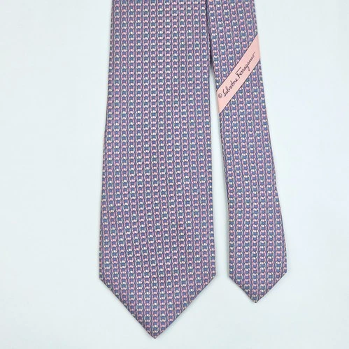 SALVATORE FERRAGAMO TIE Horseshoe on Sky Blue Silk Necktie