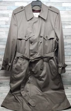Vintage London Fog Towne Trench Coat Mens 44 Long Double Breasted Liner Belted