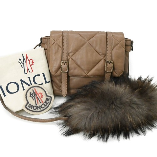 MONCLER Quilting Down Fur Shoulder Bag Brown Brown Women's RN116347