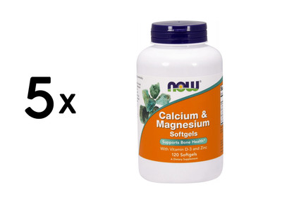 5 x Now Foods Calcium and Magnesium with Vitamin D3 and Zinc (149,92 EUR/kg)