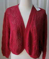 LANE BRYANT Women's Red Sweater Crochet Openwork Knit size 26/28