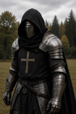 Medieval Dark Gothic Knight Armor, Black Templar Crusader Costume, Wearable Suit