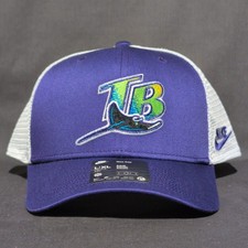 Nike Tampa Bay Rays Rise Cap Size L/XL Purple White Snapback Trucker Hat