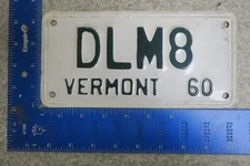 Vermont LIcense Plate 1960 60 Dealer Motorcycle MC Tag VT DLM 8 Rare Type