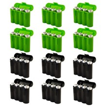 6 GREEN  6 BLACK AA AAA BATTERY BATTERY STORAGE CASE HOLDER BOX USA SHIP