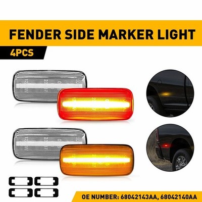 4x Amber Red Front Rear LED Side Marker Lights For 2010-2018 Dodge RAM 3500HD EV