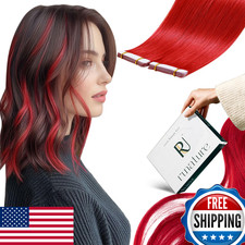 RUNATURE Red Tape-in Human Hair Extensions 16 inch 25g