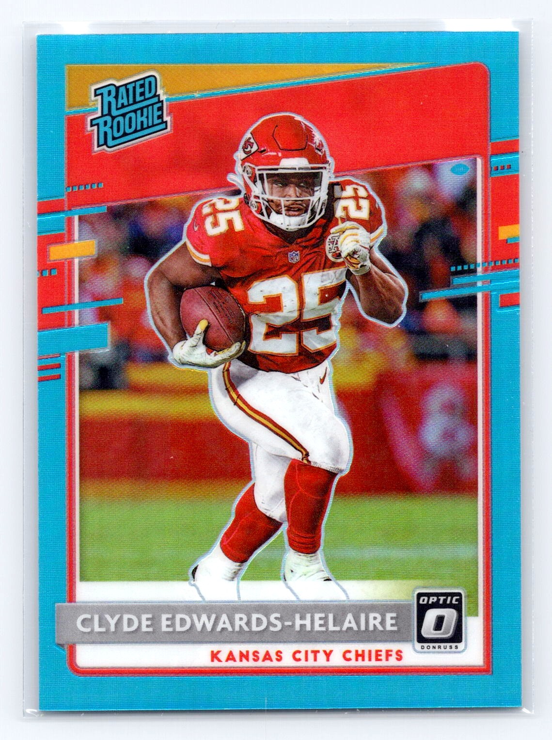 2020 Donruss Optic #171 Clyde Edwards-Helaire Aqua #/299 SN,RC