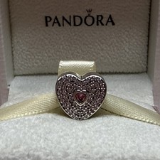 148B NWOT AUTH PANDORA SS/PINK CZ SWEETHEART CHARM 791555CZS RETIRED