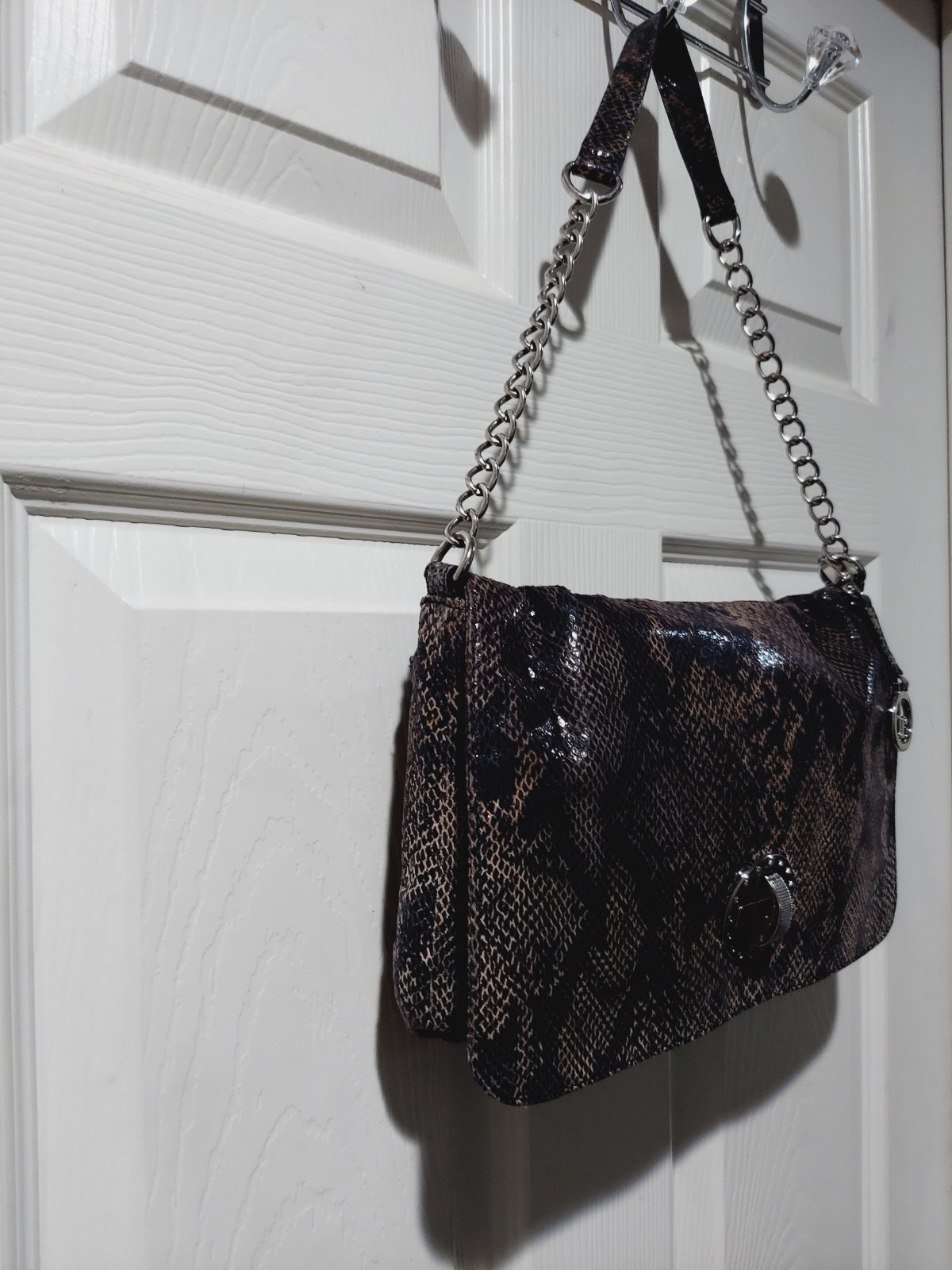 AUDREY BROOKE Python Embossed Leather Silver Chai… - image 3