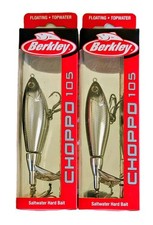 (2) Berkley Choppo 105 Saltwater Topwater Ploppers 3/4 oz 4" Color Black Chrome 